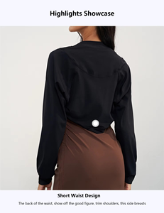 เสื้อแจ็คเก็ตมีฮู้ดผ้าคลุมไหล่แขนยาวผ้าคอตตอนแบบถักสำหรับเล่นกีฬาโยคะของผู้หญิง - Product Image 4