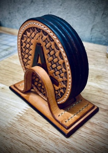 10cm-Round Coaster PU Leather Coffee Mat-Tea Coaster-Modern Simple-Coaster Heat-Insulation <b>Pad</b>-Waterproof Heat-Resistant - Product Image 2