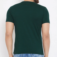 T-shirt décontracté à manches courtes pour homme, col rond, 100 % coton respirant, vert foncé uni, avec logo tricoté sur le devant – Fabricant en gros