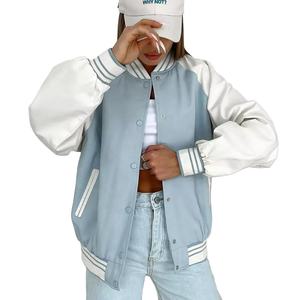 Chaqueta de béisbol para mujer, abrigo de manga larga con contraste de Color, a la moda, Campus, 2022 - Product Image 4