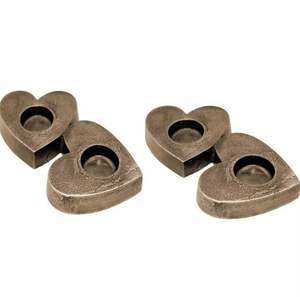 Hot Selling Stylish Brown Aluminum Heart Shaped T-<b>Light</b> Candle Holder Luxury Design Christmas Decoration Elegant Stone Candle - Product Image 1