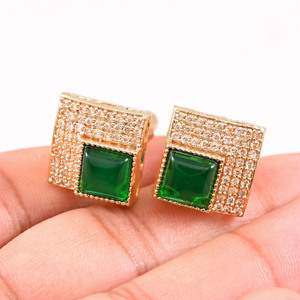 Sky Blue Stone Cufflinks for Men Gold Polished Wedding and Formal Shirt Cufflinks Luxury Men Accessories sky blue stone cufflink - Product Image 5