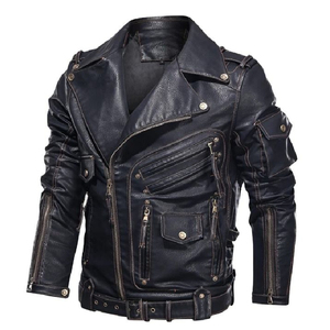 Chaqueta de Cuero de Oveja Genuina Estilo Bomber para Hombre, Chaquetas de Cuero para Motocicleta, Color Negro, Chaqueta de Cuero para Hombre, Diseño OEM - Product Image 2