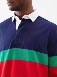 Camiseta de Rugby Unisex Personalizada, Transpirable, 100% Poliéster, Anti-UV, Secado Rápido, Mangas Largas, Estampado a Rayas, Informal, Ligera, Talla Grande - Product Image 3