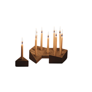 ROSHAN HANDICRAFTS RH-M064 Handmade Natural Wood <b>Tapered</b> <b>Candle</b> Stand 2-color Laminated Finish Valentine's Day Wedding Parties - Product Image 1