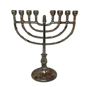 Modern Solid Metal Hanukkah Menorah 9 Branched Candelabra Elegant <b>Bronze</b> Finish <b>Candle</b> <b>Holder</b> For Home Decoration & Celebration - Product Image 5