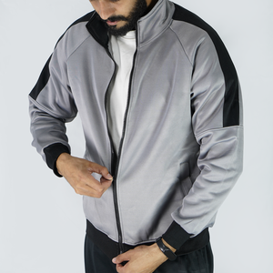 Chaqueta deportiva personalizada con cremallera completa para hombre al por mayor, diseño de panel de contraste, prendas de vestir exteriores informales de punto de poliéster transpirable para Fitness, OEM y ODM - Product Image 1
