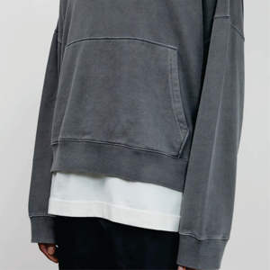 Sudadera con logotipo personalizado de 400GSM para hombre, sudadera de gran tamaño con cuello redondo y forro polar grueso de Color sólido, 6XL, etiqueta personalizada con estampado de hojaldre antirretráctil - Product Image 4