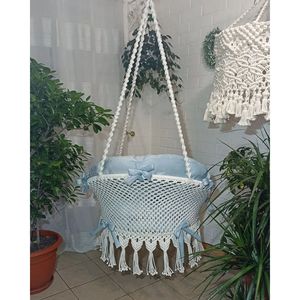 Silla Colgante de Macramé Estilo Bohemio para Interiores y Exteriores, Muebles para Sala de Estar, Patio, Jardín y Hamaca - Product Image 2