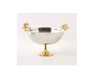 Premium Quality Metal Decorative Bowl Silver and Gold Color Round Shape Durable <b>Chocolate</b> Bowl for <b>Wedding</b> and Party Use - Product Image 1