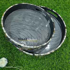 Bandeja para servir con incrustaciones de hueso de madera de tamaño personalizado al por mayor con diseño de nácar para servir comida en casa - Product Image 4