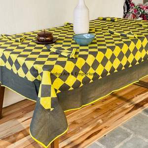 Mantel de Algodón Hecho a Mano en India, Hermoso Mantel de Algodón Estampado a Mano para Bodas, Mantel en Venta - Product Image 6