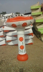 Ensemble d'évier de lavabo sur pied Vinus pour le lavage des mains Articles sanitaires en céramique de couleur rose à trou unique avec mélangeurs d'eau - Product Image 4