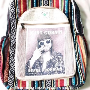 Sac à dos unisexe en toile de chanvre coton motif de personnage été style vintage fermeture éclair poignée détachable-disponible mode hommes - Product Image 1