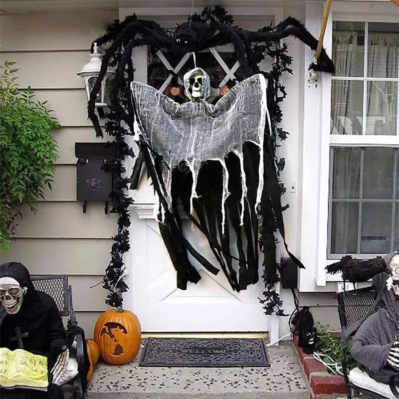 Halloween Skeleton Ghosts Hanging Decorations Scary Halloween Props Skulls Skeleton Hanging for Home Outdoor Horror Decor
