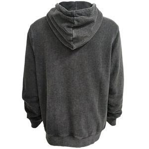 Sweat à capuche personnalisé pour hommes 100% coton délavé à la française surdimensionné délavé à l'acide bouffant brodé logo hiver teint uni - Product Image 5