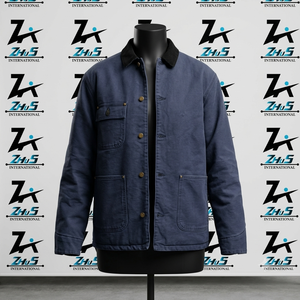 Veste en toile marine pour homme ZhuS International, col rond, patchwork, couleur unie, style vêtements de travail en coton, veste en toile d'hiver - Product Image 1