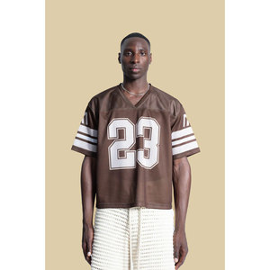 เสื้อยืดทรงบ็อกซี่ถักตาข่าย คอวีลึก สไตล์ลำลอง ผ้าฝ้าย 100% ระบายอากาศได้ดี ทรงโอเวอร์ไซส์ - Product Image 1