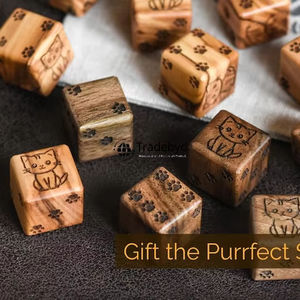 Dés en bois polyédriques de luxe, fabriqués à la main, 7 pièces, écologiques, pour jeux de rôle sur table, Tradebyd - Product Image 2