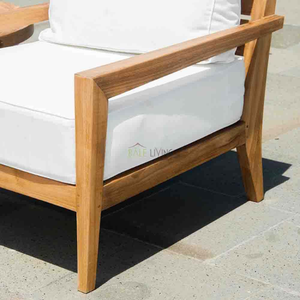 Sofá minimalista de madera maciza ecológico plegable para jardín y patio, silla con cojín cómodo para uso en villas y parques - Product Image 4