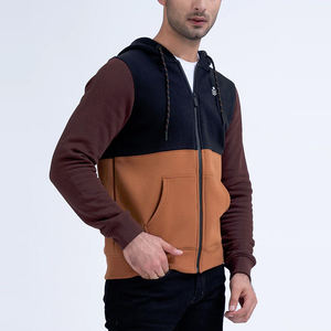 Top tendance entièrement personnalisé hommes fermeture éclair à capuche en couleur unie haute qualité tissu fait hommes fermeture éclair à capuche pour adultes - Product Image 3