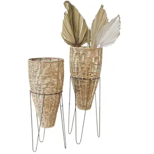 New Design Eco friendly Seagrass Plant Pots Holder With Metal Amazing Decor Give Attractive Natural Look Your Home And Garden