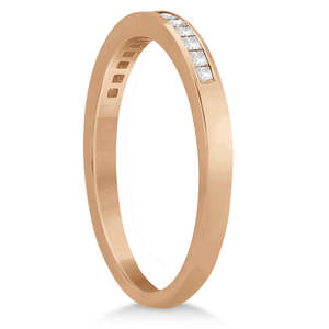 Anillo de Bodas de Oro Rosa de 18K con Diamantes de Corte Princesa, Engaste de Canal con Diamantes de 0.20ct - Product Image 2