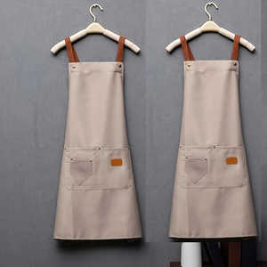 Delantal de Cocina Color Caqui con Logotipo Personalizado, de Algodón, Impermeable, con Tirantes Cruzados Ajustables, para Restaurante, Tienda, Jardín, Trabajo, con Bolsillo - Product Image 3