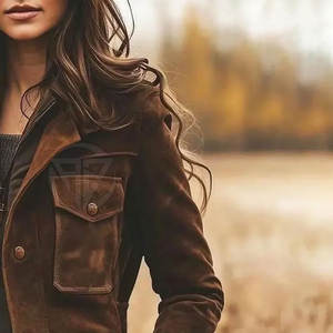 Manteau en cuir suédé de luxe, respirant, design d'hiver, léger, écologique, décontracté, avec un look propre et un port confortable - Product Image 3