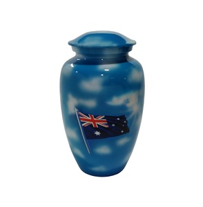 Urne de crémation en aluminium de feu bleu gravé floral pour fabricant de cendres sacrées d'urne en aluminium de souvenir - Product Image 4