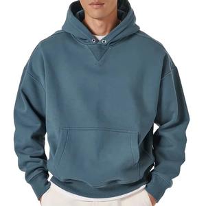 Sweat à capuche oversize en polaire pour homme, 100% coton, lavé, chaud pour l'hiver, non doublé, uni, séchage rapide, broderie 3D - Product Image 1