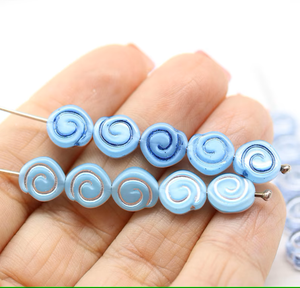 Alta calidad 8mm espiral azul checo esmerilado mate Shell Caracol cuentas de cristal patrón facetado encanto pulsera fabricación de joyas - Product Image 3