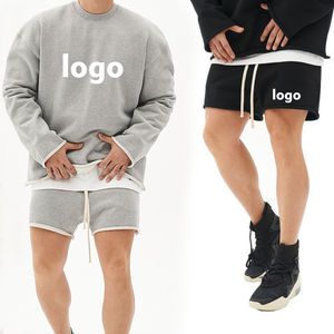 Custom Logo Men Sweatshirts Hoodies <b>Short</b> <b>Pants</b> 2 Piece Set Training Wear <b>Sweat</b> Suits Workout <b>Short</b> Sets for Men - Product Image 1