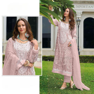 Nuevo Dhwaja Export Multi Color Diseñador paquistaní Formal Traje sin costuras Colección Organza Bordado Secuencia Corte Trabajo Moti - Product Image 4