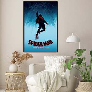 Modern Style Spider-Man 'Into the Spider-Verse-Fall' <b>Canvas</b> Poster Black Frame for <b>Wall</b> Use - Product Image 1