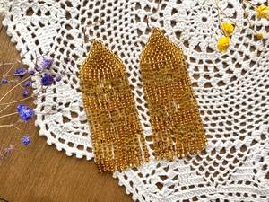 Boucles d'oreilles en perles de rocaille Boucles d'oreilles en perles d'or Boucles d'oreilles en perles à franges Boucles d'oreilles pendantes Boucles d'oreilles de soirée Boucles d'oreilles Boho - Product Image 6