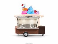 Chariot de cuisine mobile complet avec escalier en acier inoxydable pour snacks, hot-dogs, glaces et fast-food