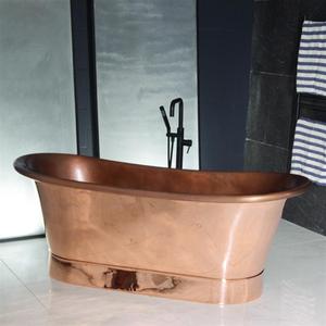 Bañeras de cobre antiguas de primera calidad con un acabado de pátina rústica y elegancia artesanal para una decoración de baño atemporal - Product Image 4