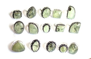 LOOSE GEMSTONE PREHNITE SILVER STRING <b>RING</b> | Wholesale PREHNITE German Silver <b>Ring</b> Gemstone - Product Image 2