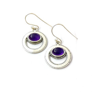 JAIPUR <b>SILVER</b> 4.7 Grams 925 Sterling <b>Silver</b> Natural Amethyst Gemstone <b>Drop</b> <b>Earrings</b> for Any Occasion Wear - Product Image 1