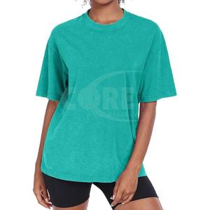 Camisetas transpirables de manga corta holgadas de gran tamaño con lavado ácido de Algodón 100% con logotipo personalizado de alta calidad para mujer - Product Image 2