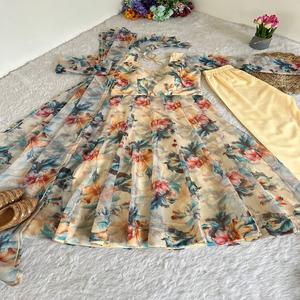 ชุดผ้าไหมแก้วพิมพ์ลาย anarkali kurti ออกแบบล่าสุดโดย fabzone - Product Image 4