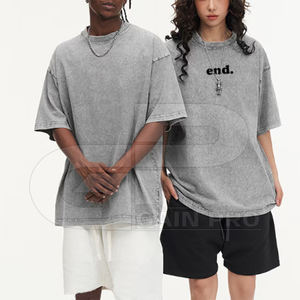 Camiseta unisex lavada con ácido con logotipo personalizado 100% algodón, camiseta lavada con ácido de peso pesado, camisetas de aspecto Vintage - Product Image 1