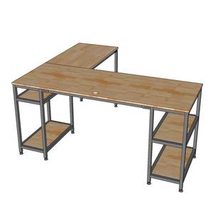 Escritorio Esquinero en Forma de L de 160x140cm, Madera de Caucho con Estructura de Hierro y Estantería Integrada, Requiere Ensamblaje - CD68026 - Product Image 4