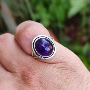 Handmade 925 Sterling Silver Amethyst <b>Statement</b> <b>Ring</b> Women's Oval Purple Gemstone <b>Ring</b> Gift for Occasions - Product Image 1