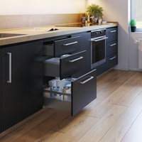 Emuca Vertex 3187635 España Cajón Exterior de Acero Gris Antracita para Muebles de Cocina, Ajuste de Altura 3D (131 mm), 40 kg