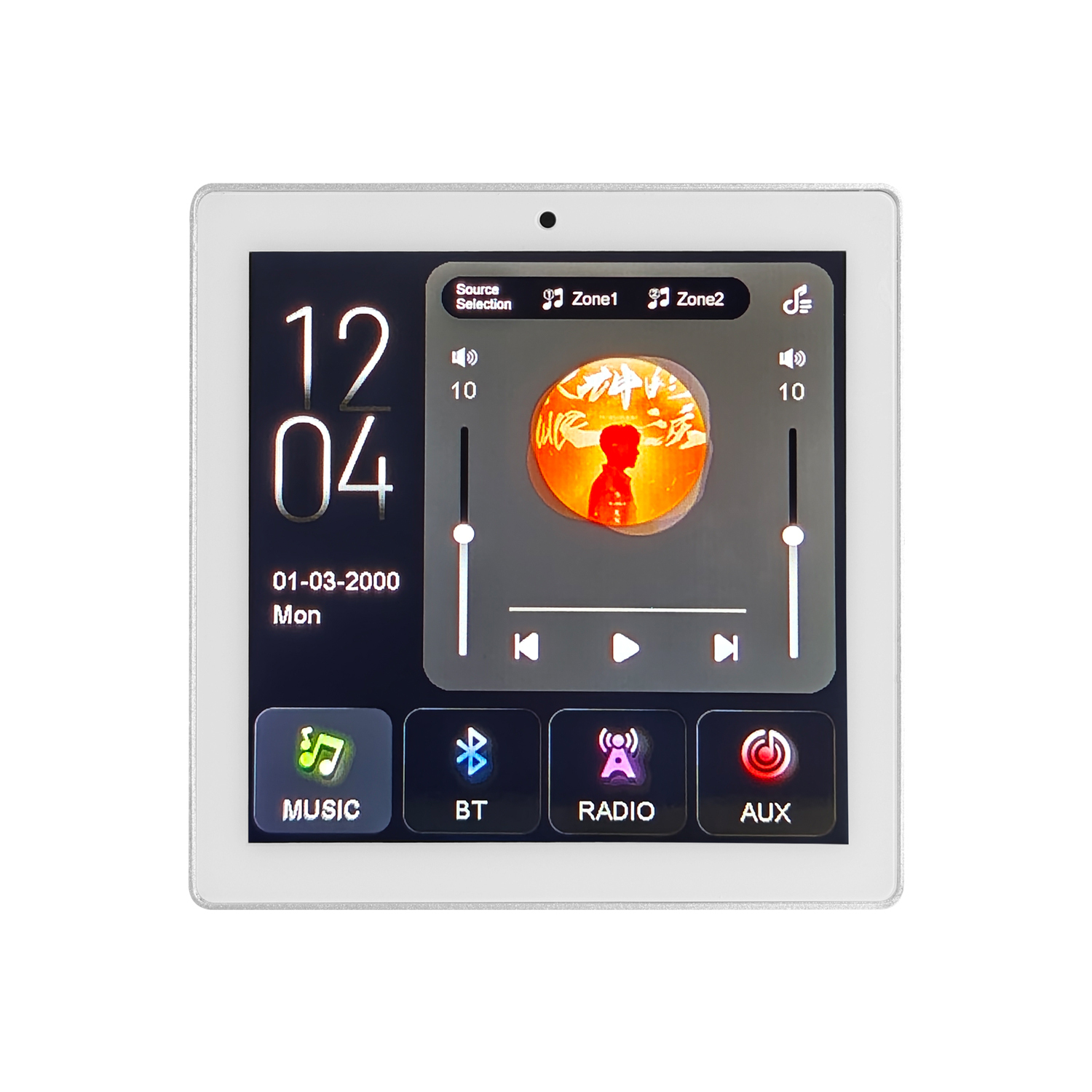 2-zone 4x25W Wall Amplifier Touch USB TF for FM EQ Home & Hotel Automation White/Black 5-Year Warranty DZA-425