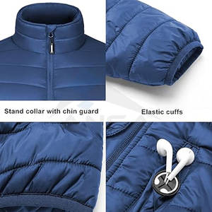Fall, Winter, Spring Men's Puffer <b>Jacket</b> <b>Packable</b>, Quilted, Lightweight Coat Direct Manufacturer OEM/ODM Elastic Cuffs - Product Image 6