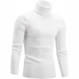 Haute qualité hommes décontracté col rond à manches longues pull en polyester hiver chaud tricots pull en polyester - Product Image 2
