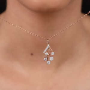 Heer by GIVA Rose Gold Leafy Cluster Diamond Pendant Luxury Charms Collection - Product Image 1